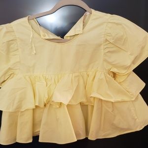 Ruffled Yellow Crop Top Zara